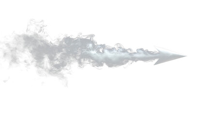 Gray smoke shaped like an arrow isolated on transparent background.