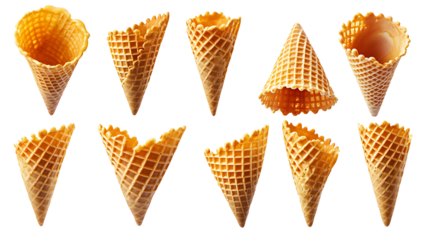 Delicious ice cream cone on transparent background.
