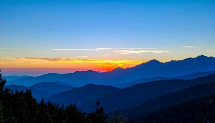 Majestic Sunset Over the Blue Mountains: A Serene Panorama