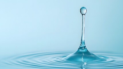 Water droplet forming a splash on a clean surface