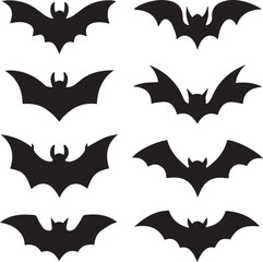 Fototapeta premium black halloween bat set silhouette vector, halloween bat set clipart vector