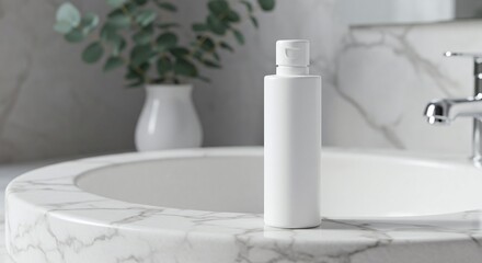 Sleek White Bottle Mockup Perfect for Skincare or Bathroom Product Packaging Design