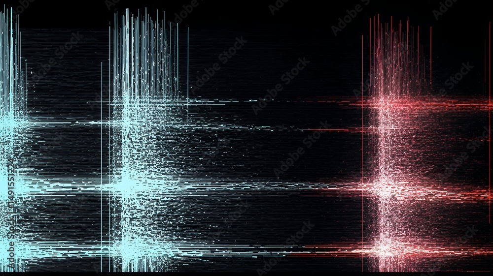 Aufkleber abstract visualization of data streams in a digital landscape with vibrant light and dark shades.