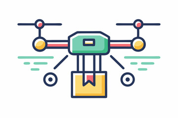 drone delivering package icon