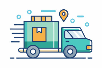 delivery truck with gift box icon