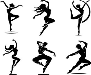 sketch illustration of logo icon symbol of dancer with beautiful movement