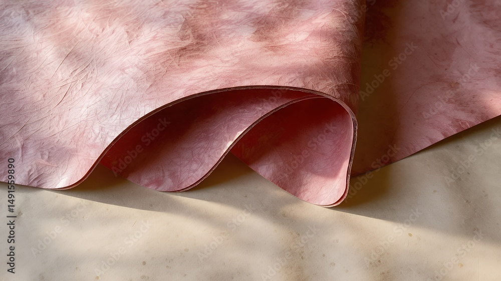 Poster abstract image showcases textured paper with a beautiful pink hue and a soft light effect.
