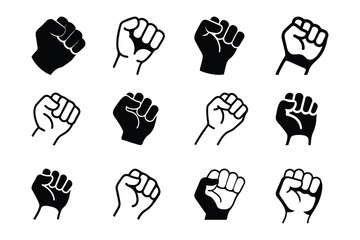 Set of fist solid icon vector illustration on white background.