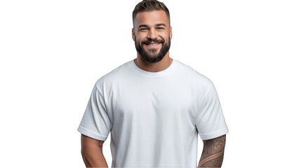 Man smiling wearing white shirt isolated on transparent background.png white background