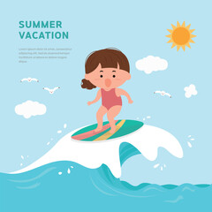 여름 휴가 귀여운 캐릭터 벡터 일러스트