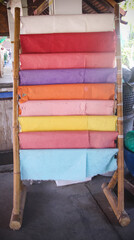 Multicolored mulberry sa paper texture hanging on wood structure