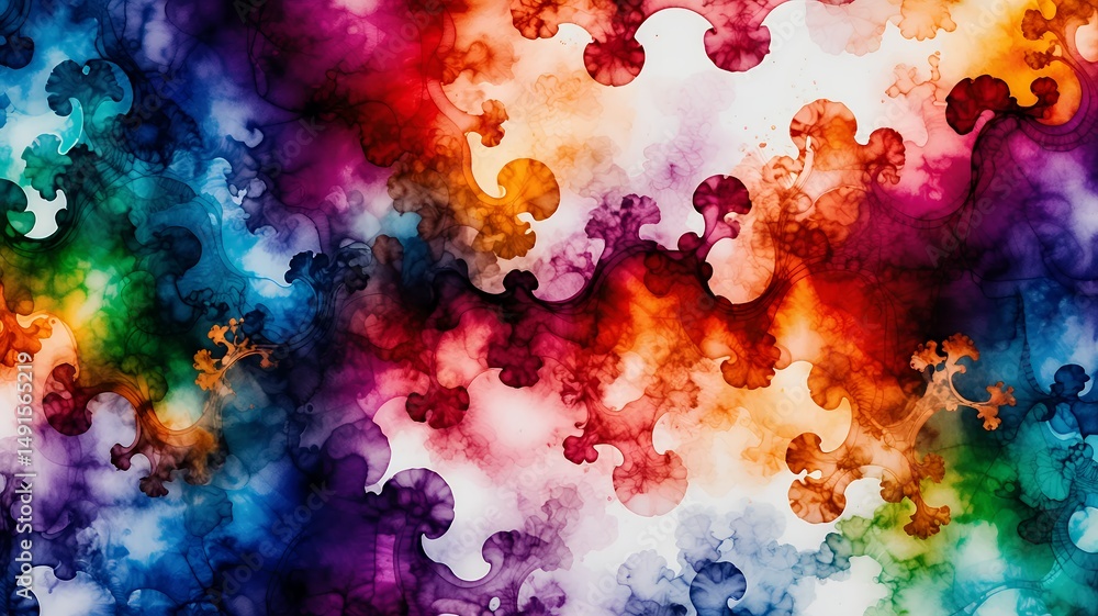 Poster colorful abstract swirls and fractal-like patterns create a dynamic, dreamy and surreal composition.