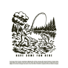 Hand drawn strike fishing vector illustration