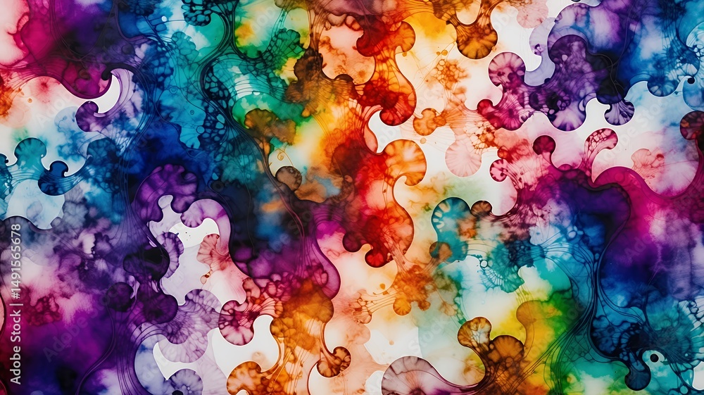 Aufkleber vibrant multicolored abstract fluid art with organic shapes and blended color transitions design.