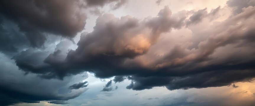 Heavy, dark clouds massing on the left, ominous pre-storm sky, sky, cloud formation