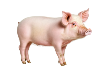 Side view of a Domestic pig, isolated on white. Ai Generated Images