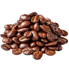 Naklejka premium Pile of roasted coffee beans isolated on white background