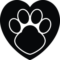 paw print heart vector illustration