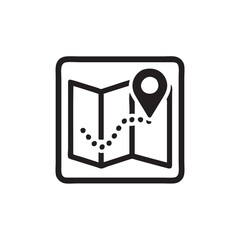 vector illustration of a black icon with a pointer
