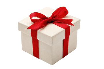Obraz premium Small gift box with red ribbon isolated on transparent background.png white background