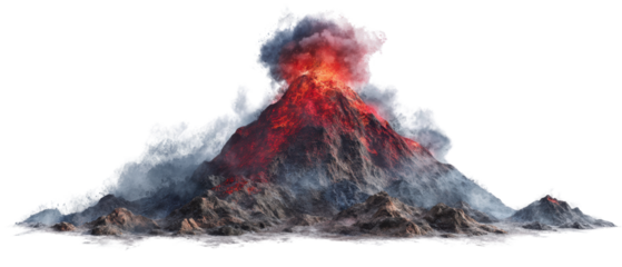 Erupting volcano spewing ash and lava.