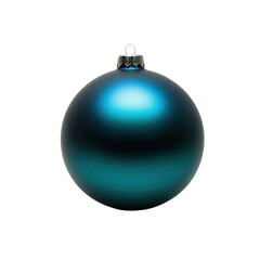 Elegant blue holiday Christmas ornament sphere with metallic finish and silver cap isolated on white background for seasonal decoration and festive celebrations