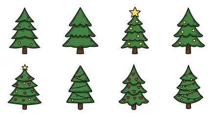Fototapeta premium Christmas Tree Doodle Collection
