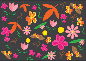 Flowers vector design, Print, wallpaper, pattern background and Adobe illustrator artwork