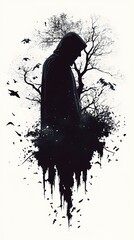 Silhouette of a person in a reflective mood