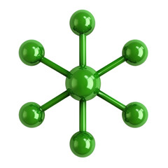 Obraz premium 3D illustration of a molecular structure with a central atom connected to multiple atoms in a radial pattern, representing chemical bonding or molecular composition