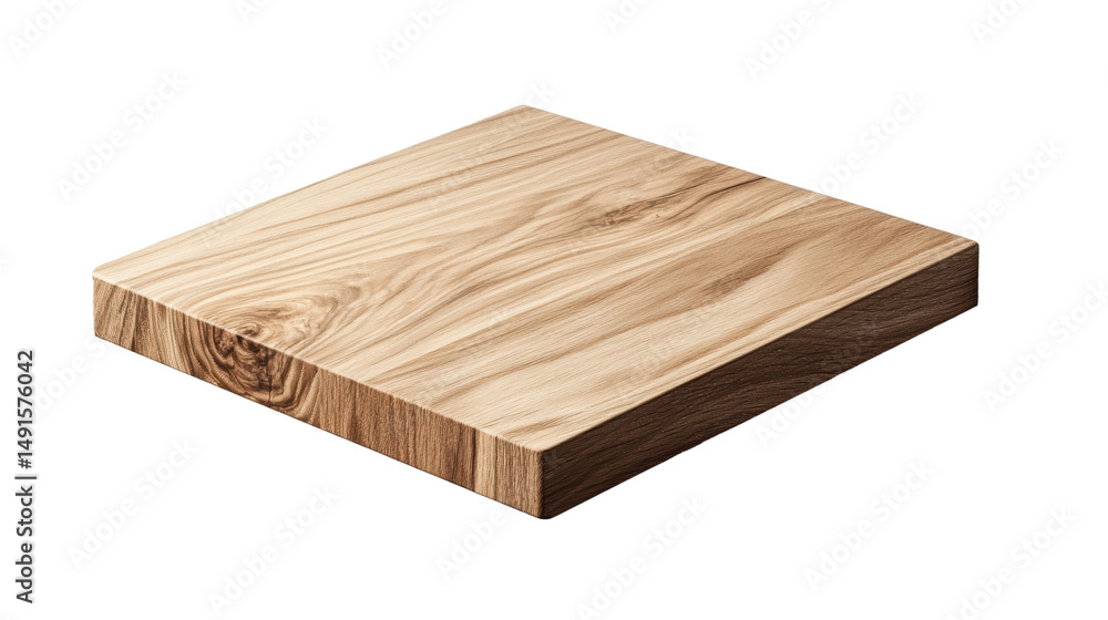 Poster isolated wood block displaying a natural wood grain pattern on a clean white studio background textu