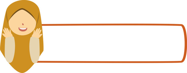 Happy Muslim Girl with Blank Banner for Text