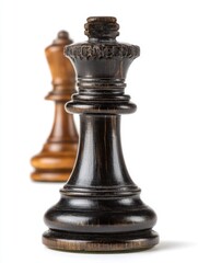 Fototapeta premium Chess queens standing on white background studio shot strategic game piece leadership concept