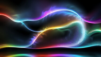 Fototapeta premium Abstract neon waves dynamically glow, creating a vibrant and mesmerizing futuristic design element.