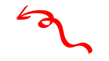 Hand-drawn swirling arrows Hand-drawn simple lines. red arrow with transparent background. vector illustration