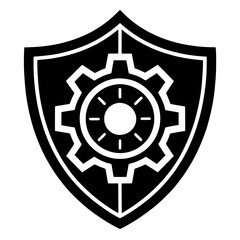 Obraz premium Black and White Vector Gear Emblem Inside a Shield