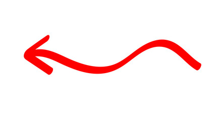 Hand-drawn swirling arrows Hand-drawn simple lines. red arrow with transparent background. vector illustration
