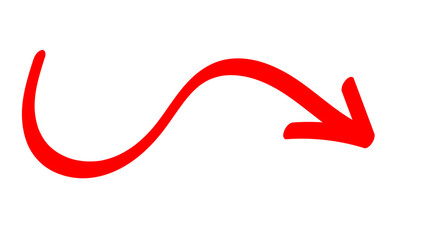 Hand-drawn swirling arrows Hand-drawn simple lines. red arrow with transparent background. vector illustration