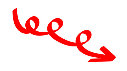 Hand-drawn swirling arrows Hand-drawn simple lines. red arrow with transparent background. vector illustration