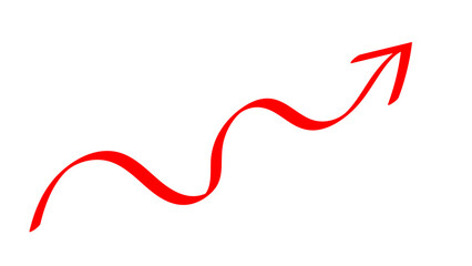 Hand-drawn swirling arrows Hand-drawn simple lines. red arrow with transparent background. vector illustration