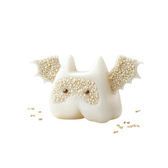 Naklejka premium Adorable Sesame Bat-Shaped Mochi Dessert for Halloween