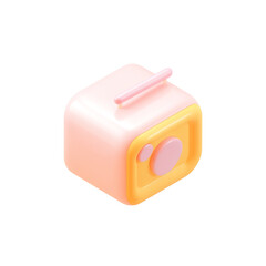Compact Peach Radio Receiver with Orange Accents for Audio Entertainment on white and transparent background. PNG