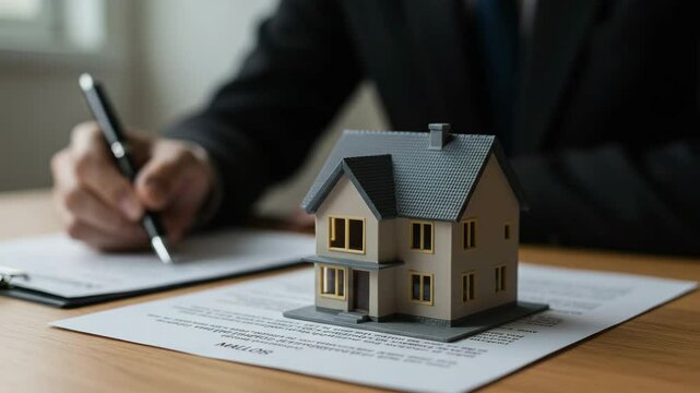 Real estate agent using calculator to calculate the cost of investing in a new property for a client. investment, 4k