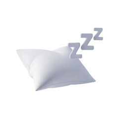 White Pillow with Ribbed Texture and Zzz Symbols Floating Above on white and transparent background. PNG