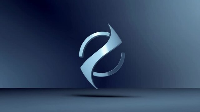 Abstract 3D shapes suspended in mid-air, captured from a low-angle view, set against a minimalist blue background, resembling a futuristic video game scene.