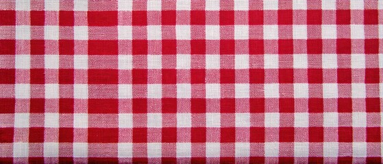 Red and White Gingham Fabric Close-Up Flat Lay for Picnic Tablecloth or Background Texture Classic Pattern Traditional Style