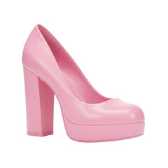 Pink high heel shoe with block heel