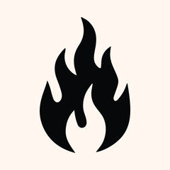 Fire Sign, Fire Flame Silhouette Isolated Vector Icon On White Background. 