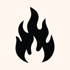 Fire Sign, Fire Flame Silhouette Isolated Vector Icon On White Background. 