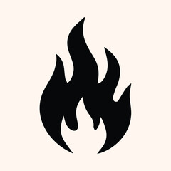 Fire Sign, Fire Flame Silhouette Isolated Vector Icon On White Background. 